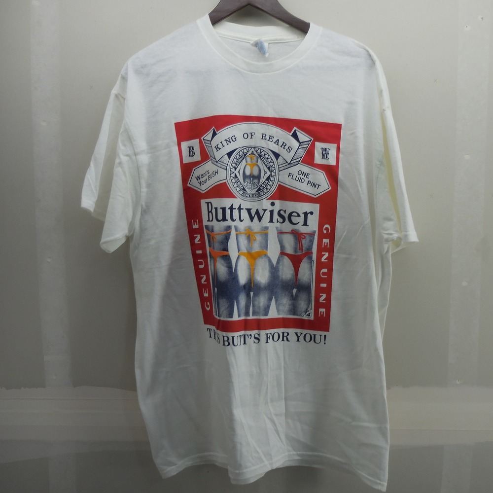 Vintage Buttwiser King of Rears Beer Parody T-Shirt White Delta Y2K 90s XL